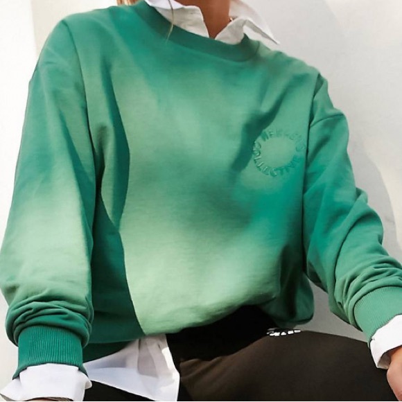 ASOS Weekend Collective oversized sweatshirt tonal embroidery logo green US 4 - Picture 2 of 15